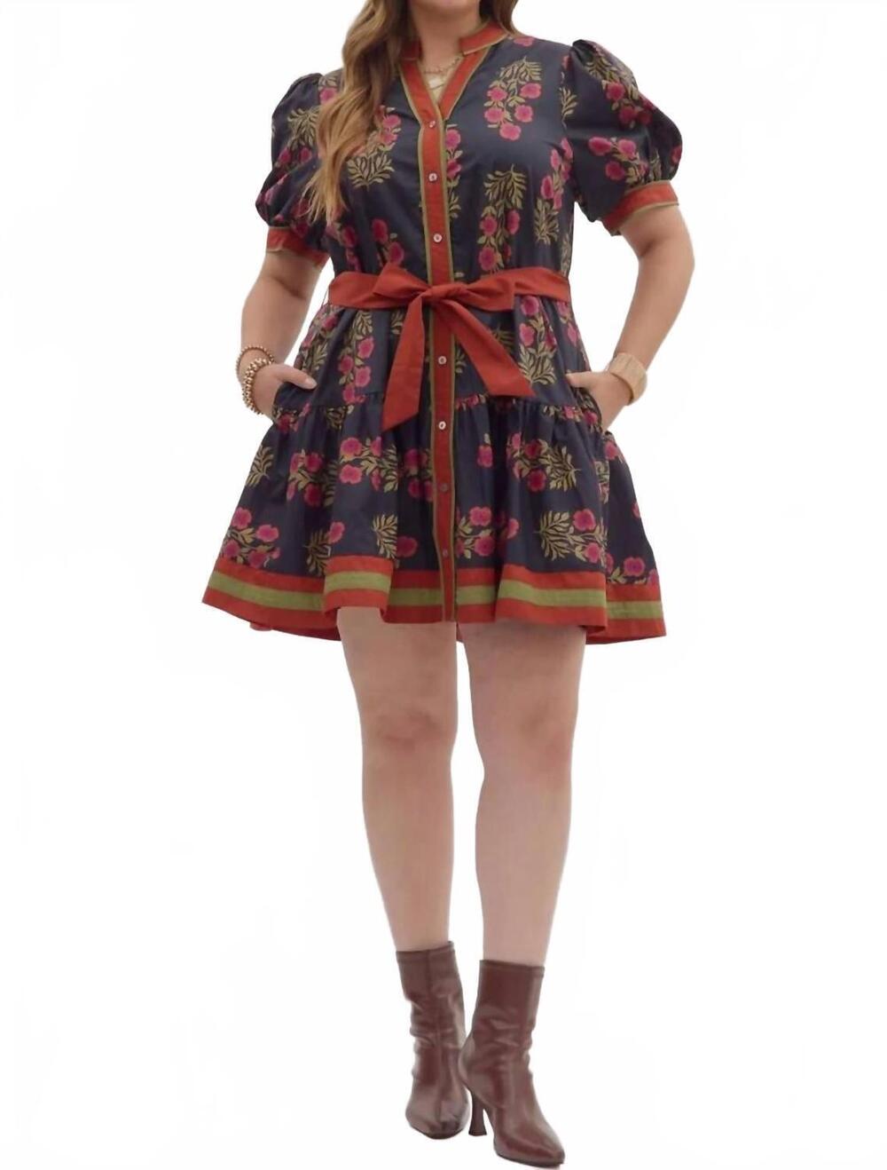 NEW ENTRO women's midnight meadows dress in multicolor